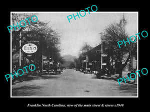 OLD LARGE HISTORIC PHOTO OF FRANKLIN NORTH CAROLINA MAIN STREET & STORES c1940