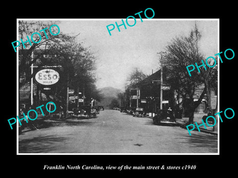 OLD LARGE HISTORIC PHOTO OF FRANKLIN NORTH CAROLINA MAIN STREET & STORES c1940