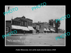 OLD LARGE HISTORIC PHOTO OF FULDA MINNESOTA, THE MAIN STREET & STORES c1920