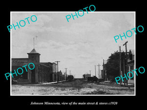 OLD LARGE HISTORIC PHOTO OF JOHNSON MINNESOTA, THE MAIN STREET & STORES c1920