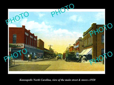 OLD LARGE HISTORIC PHOTO OF KANNAPOLIA NORTH CAROLINA MAIN STREET & STORES c1920