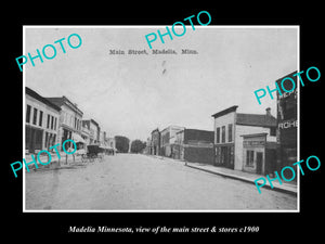 OLD LARGE HISTORIC PHOTO OF MADELIA MINNESOTA, THE MAIN STREET & STORES c1900