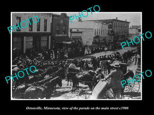 OLD LARGE HISTORIC PHOTO OF ORTONVILLE MINNESOTA, THE MAIN STREET PARADE c1900