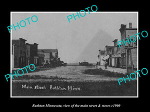 OLD LARGE HISTORIC PHOTO OF RUTHTON MINNESOTA, THE MAIN STREET & STORES c1900