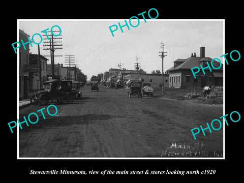 OLD LARGE HISTORIC PHOTO OF STEWARTVILLE MINNESOTA, MAIN STREET & STORES c1920 1