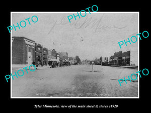 OLD LARGE HISTORIC PHOTO OF TYLER MINNESOTA, THE MAIN STREET & STORES c1920