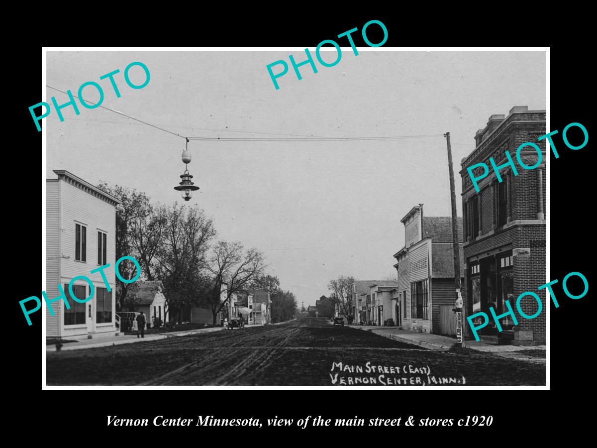 OLD LARGE HISTORIC PHOTO OF VERNON CENTER MINNESOTA, MAIN STREET & STORES c1920