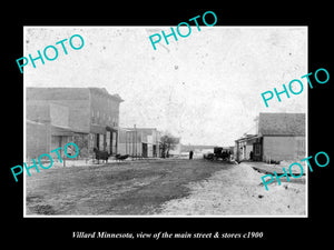 OLD LARGE HISTORIC PHOTO OF VILLARD MINNESOTA, THE MAIN STREET & STORES c1900