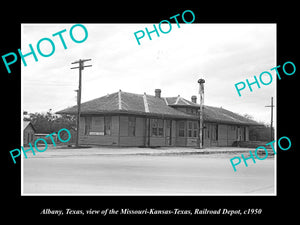 OLD LARGE HISTORIC PHOTO OF ALBANY TEXAS, VIEW OF THE RAILROAD STATION c1950