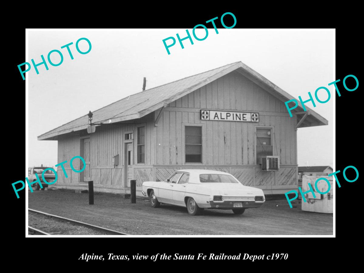 OLD LARGE HISTORIC PHOTO OF ALPINE TEXAS, VIEW OF THE RAILROAD STATION c1970