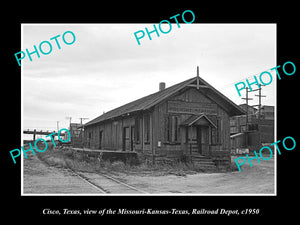 OLD LARGE HISTORIC PHOTO OF CISCO TEXAS, VIEW OF THE RAILROAD STATION c1950