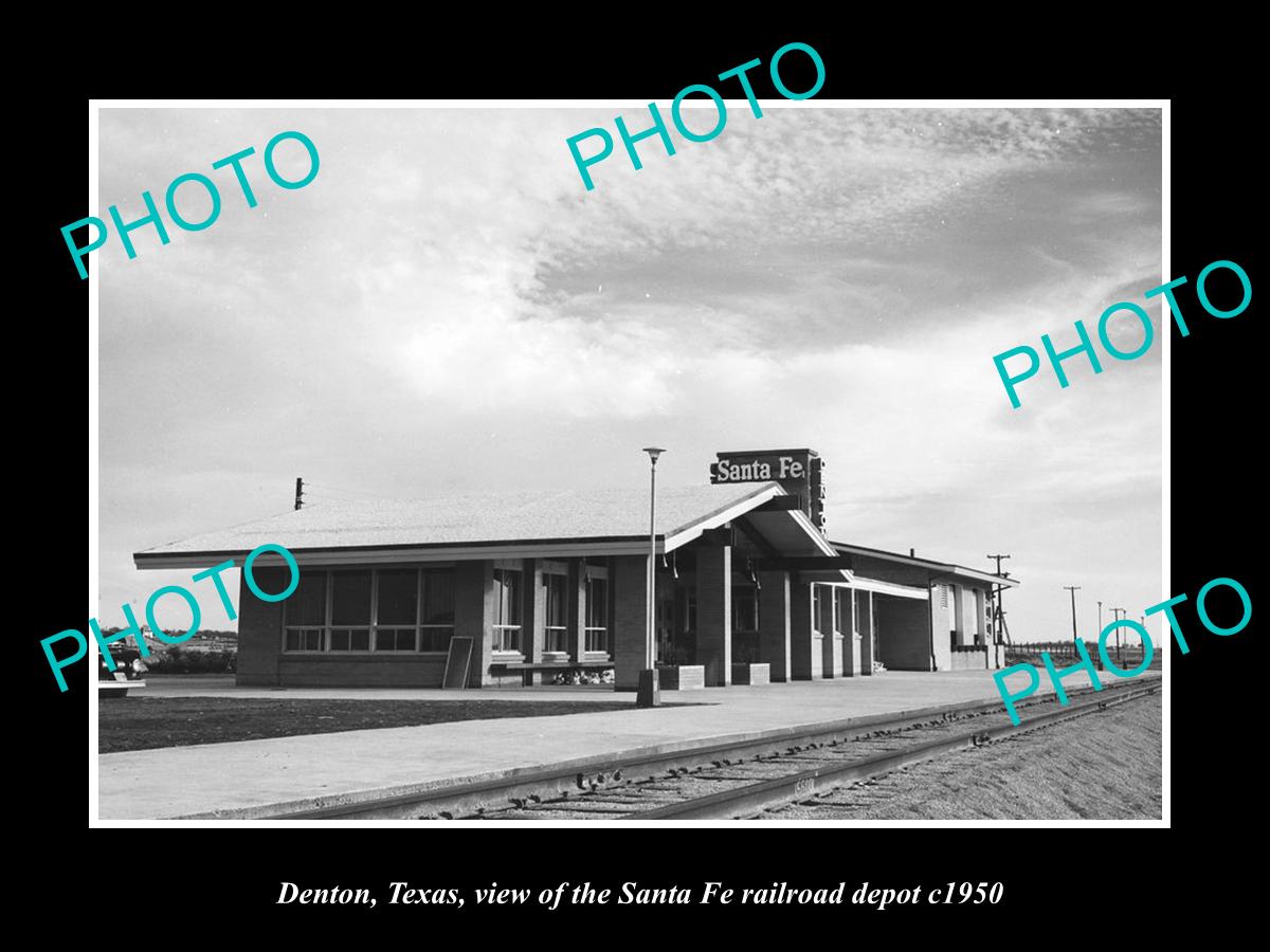 OLD LARGE HISTORIC PHOTO OF DENTON TEXAS, VIEW OF THE RAILROAD STATION c1950