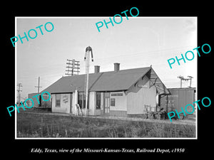 OLD LARGE HISTORIC PHOTO OF EDDY TEXAS, VIEW OF THE RAILROAD STATION c1950