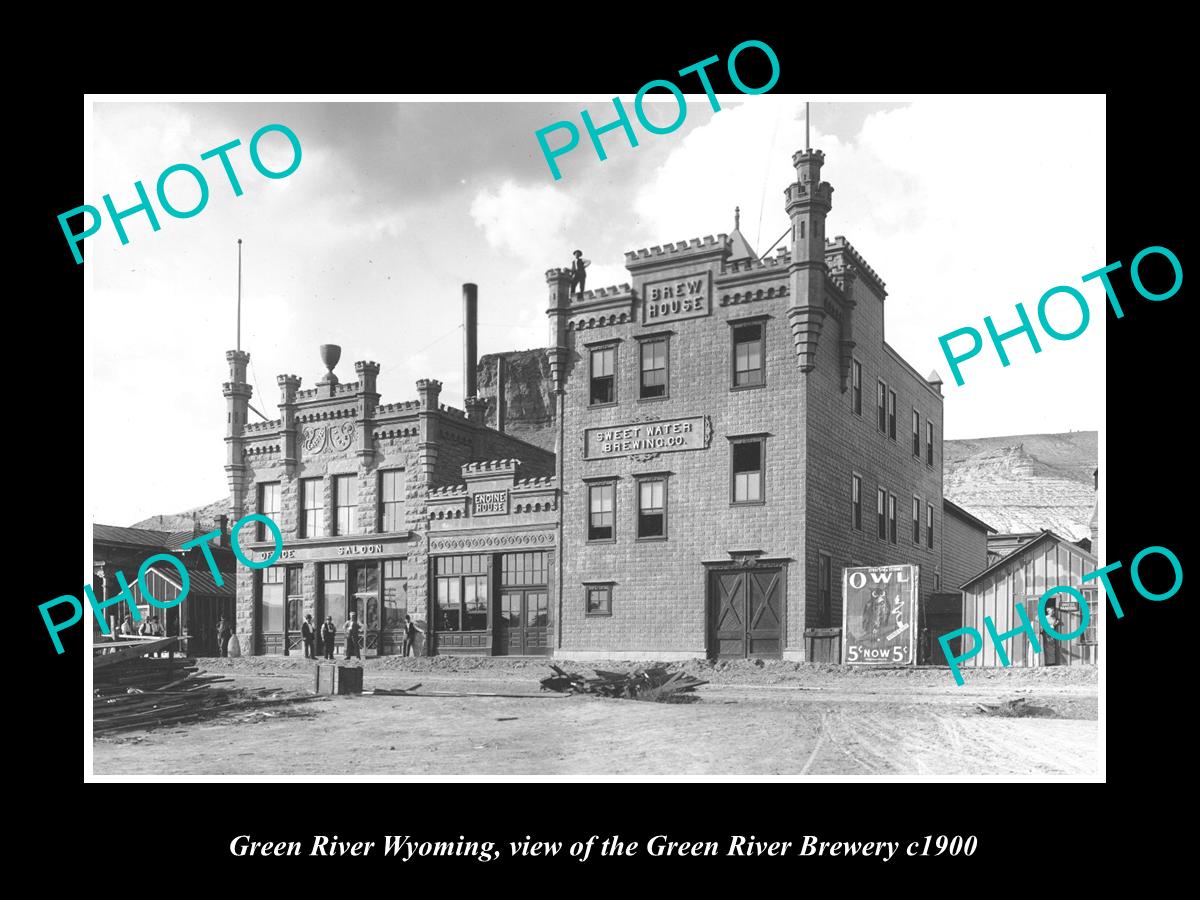 OLD LARGE HISTORIC PHOTO OF GREEN RIVER WYOMING, THE GREEN RIVER BREWERY c1900