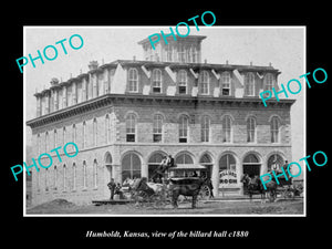 OLD LARGE HISTORIC PHOTO OF HUMBOLDT KANSAS, VIEW OF THE BILLARD HALL c1880