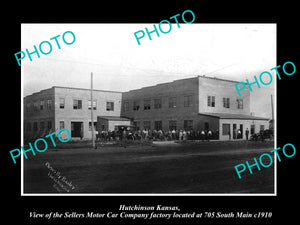 OLD LARGE HISTORIC PHOTO OF HUTCHINSON KANSAS, VIEW OF SELLERS MOTOR Co c1910 2