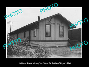 OLD LARGE HISTORIC PHOTO OF MILANO TEXAS, VIEW OF THE RAILROAD DEPOT c1940