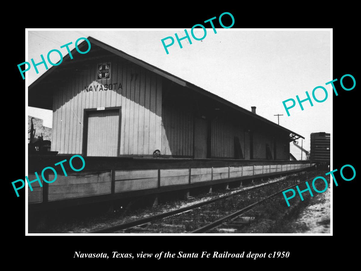 OLD LARGE HISTORIC PHOTO OF NAVASOTA TEXAS, VIEW OF THE RAILROAD DEPOT c1950