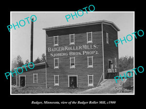 OLD LARGE HISTORIC PHOTO OF BADGER MINNESOTA, THE BADGER ROLLER MILLS c1900