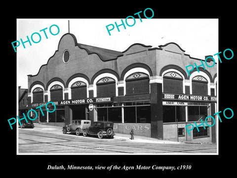 OLD LARGE HISTORIC PHOTO OF DULUTH MINNESOTA, THE AGEN MOTOR Co STORE c1930