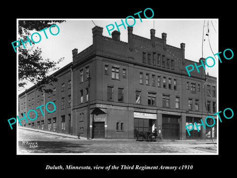 OLD LARGE HISTORIC PHOTO OF DULUTH MINNESOTA, THE 3rd REGIMENT ARMORY c1910