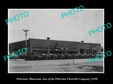 OLD LARGE HISTORIC PHOTO OF PRINCETON MINNESOTA, THE CHEVROLET MOTOR Co c1930