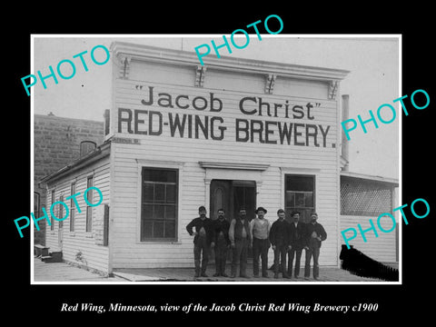 OLD LARGE HISTORIC PHOTO OF RED WING MINNESOTA, THE JACOB CHRIST BREWERY c1900