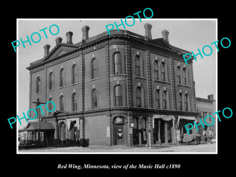 OLD LARGE HISTORIC PHOTO OF RED WING MINNESOTA, VIEW OF THE MUSIC HALL c1890