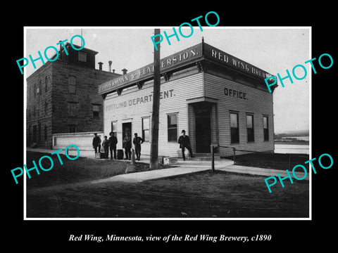 OLD LARGE HISTORIC PHOTO OF RED WING MINNESOTA, ZIMMERMAN RED WING BREWERY c1890