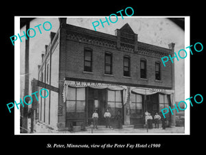 OLD LARGE HISTORIC PHOTO OF ST PETER MINNESOTA, THE PETER FAY HOTEL c1900