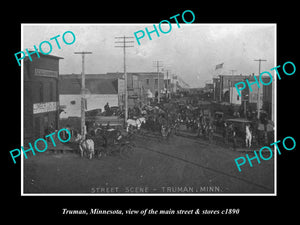 OLD LARGE HISTORIC PHOTO OF TRUMAN MINNESOTA, THE MAIN St & STORES c1890