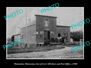 OLD LARGE HISTORIC PHOTO OF WANNASKA MINNESOTA, THE OK STORE & POST OFFICE c1900