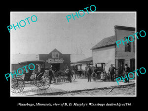 OLD LARGE HISTORIC PHOTO OF WINNEBAGO MINNESOTA, THE WAGON MAKERS STORE c1890