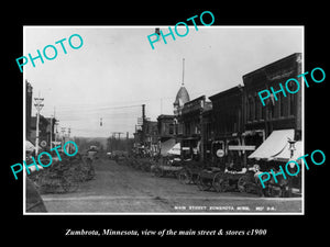 OLD LARGE HISTORIC PHOTO OF ZUMBROTA MINNESOTA, THE MAIN STREET & STORES c1900