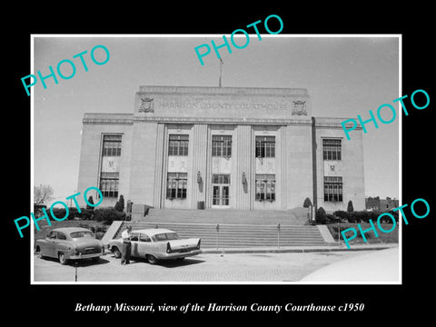 OLD LARGE HISTORIC PHOTO OF BETHANY MISSOURI, HARRISON COUNTY COURT HOUSE c1950