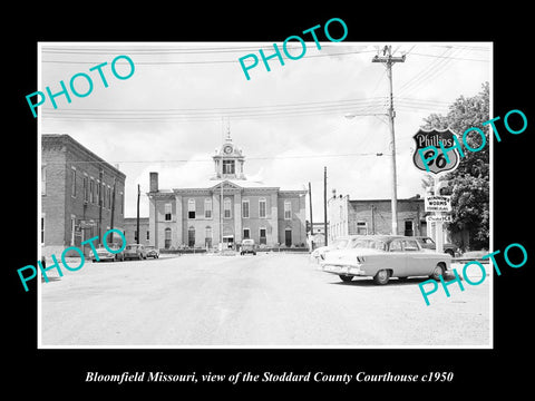 OLD LARGE HISTORIC PHOTO OF BLOOMFIELD MISSOURI, THE STODDARD COURT HOUSE c1950