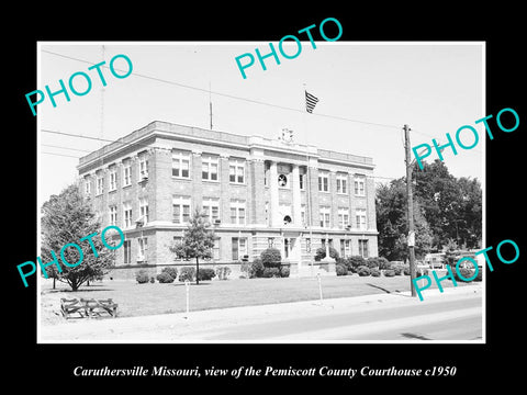 OLD LARGE HISTORIC PHOTO OF CARUTHERSVILLE MISSOURI, PEMISCOTT COURT HOUSE c1950