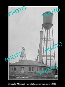 OLD LARGE HISTORIC PHOTO OF CENTRALIA MISSOURI, THE TOWN WATER TOWER c1910