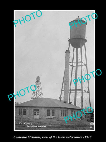 OLD LARGE HISTORIC PHOTO OF CENTRALIA MISSOURI, THE TOWN WATER TOWER c1910