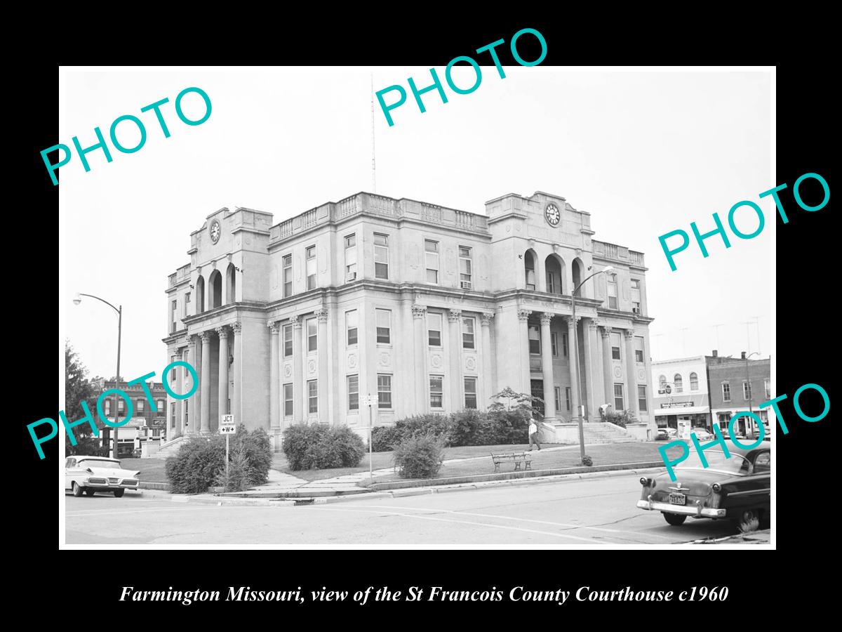 OLD LARGE HISTORIC PHOTO OF FARMINGTON MISSOURI, THE COUNTRY COURT HOUSE c1960