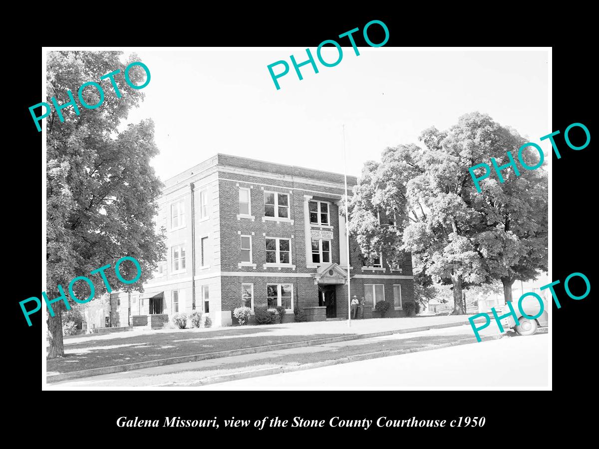 OLD LARGE HISTORIC PHOTO OF GALENA MISSOURI, THE STONE COUNTRY COURT HOUSE c1950