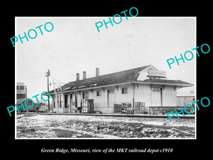 OLD LARGE HISTORIC PHOTO OF GREEN RIDGE MISSOURI, RAILROAD DEPOT STATION c1910