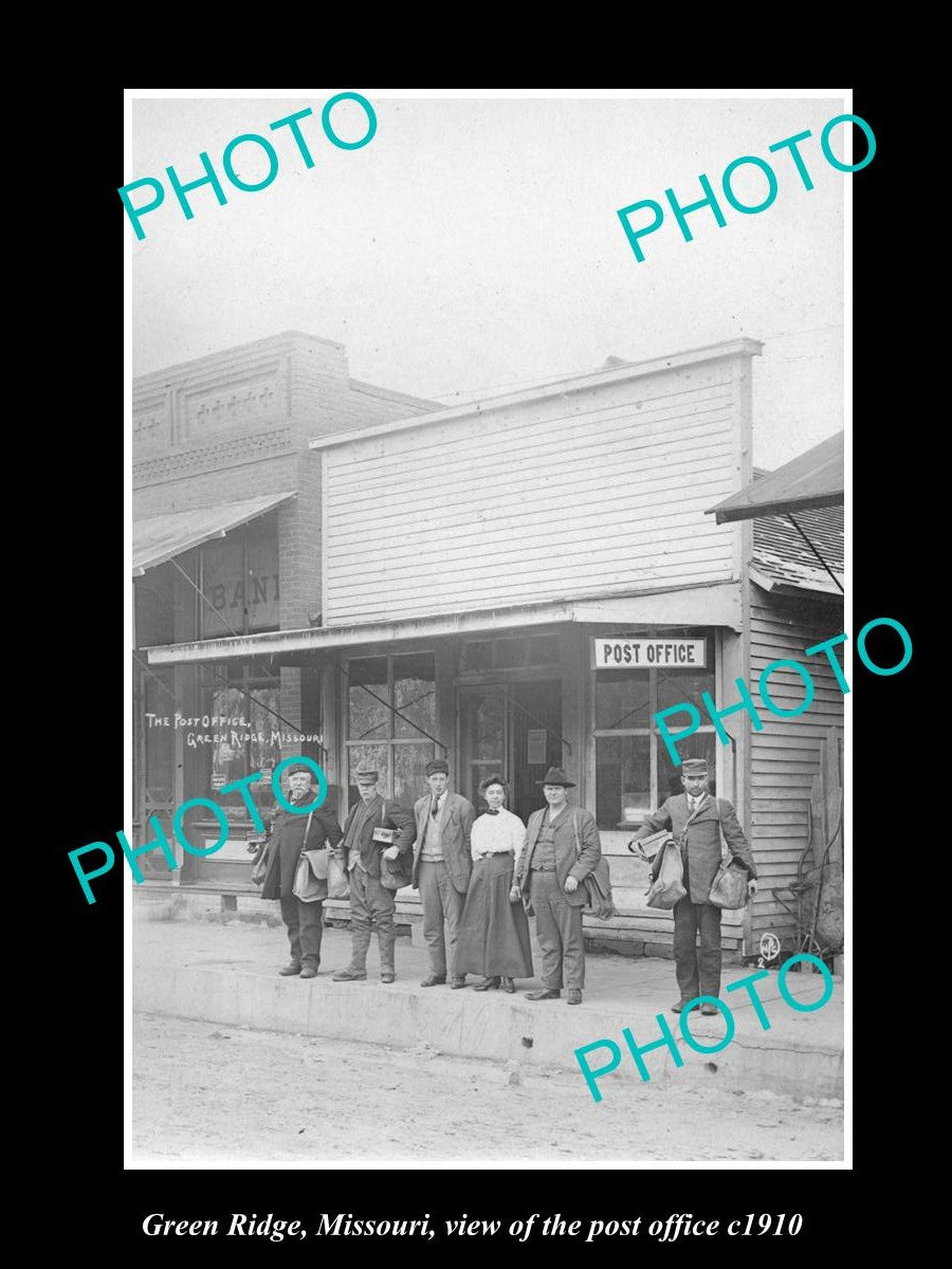 OLD LARGE HISTORIC PHOTO OF GREEN RIDGE MISSOURI, VIEW OF THE POST OFFICE c1910