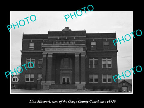 OLD LARGE HISTORIC PHOTO OF LINN MISSOURI, THE OSAGE COUNTY COURT HOUSE c1950