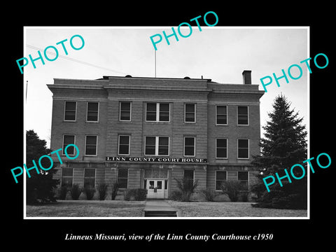 OLD LARGE HISTORIC PHOTO OF LINNEUS MISSOURI, THE LINN COUNTY COURT HOUSE c1950