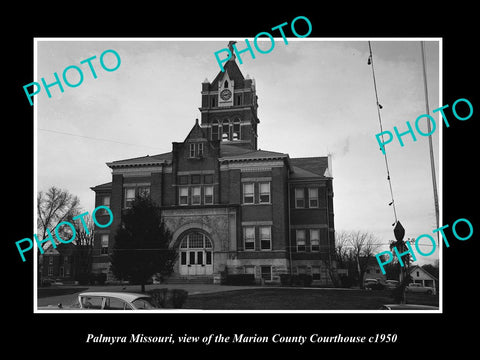 OLD LARGE HISTORIC PHOTO OF PALMYRA MISSOURI, THE MARION COUNTY COURT HOUSE 1950