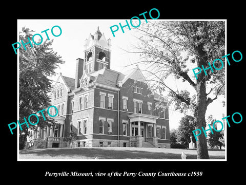 OLD LARGE HISTORIC PHOTO OF PERRYVILLE MISSOURI, THE COUNTY COURT HOUSE c1950