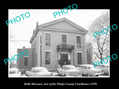 OLD LARGE HISTORIC PHOTO OF ROLLA MISSOURI, THE PHELPS COUNTY COURT HOUSE c1950