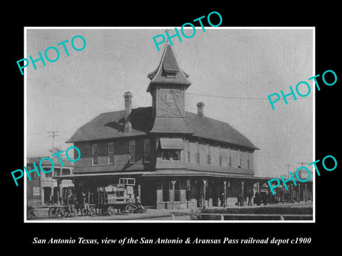 OLD LARGE HISTORIC PHOTO OF SAN ANTONIO TEXAS, THE RAILROAD DEPOT STATION c1900