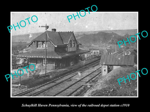 OLD LARGE HISTORIC PHOTO OF SCHUYLHILL HAVEN PENNSYLVANIA RAILROAD DEPOT c1910